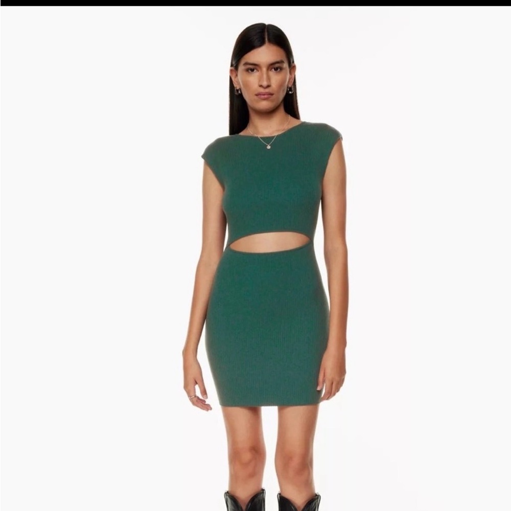 Aritzia Aventurine Green Cut-Out Knit Mini Dress NWT- S
